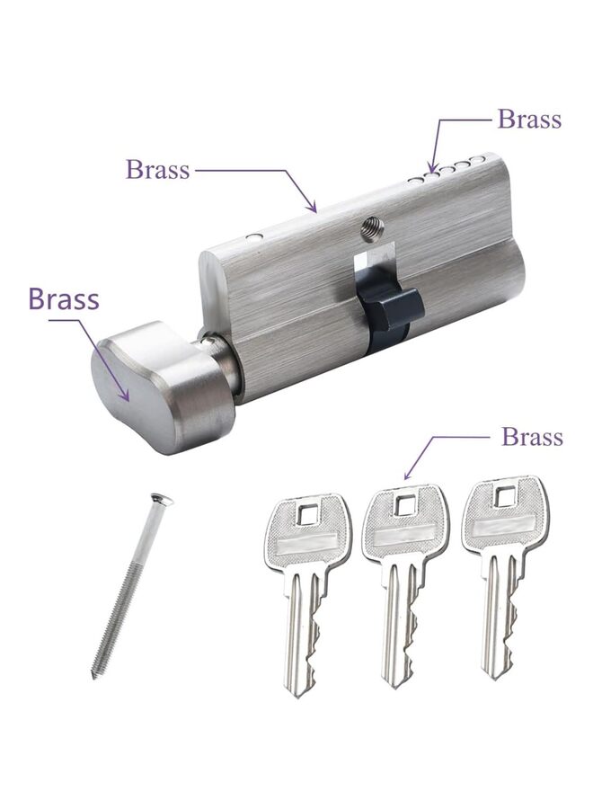 يُسلِّم أسطوانة قفل نحاسية صلبة مقاس 60 مم مع 3 مفاتيح نحاسية، أسطوانة قفل بديلة من النيكل الساتان، أسطوانة قفل باب - Image 2