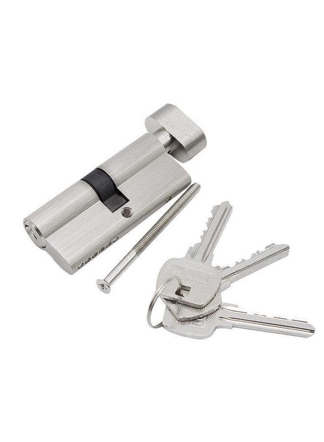 يُسلِّم أسطوانة قفل نحاسية صلبة مقاس 60 مم مع 3 مفاتيح نحاسية، أسطوانة قفل بديلة من النيكل الساتان، أسطوانة قفل باب - Image 3