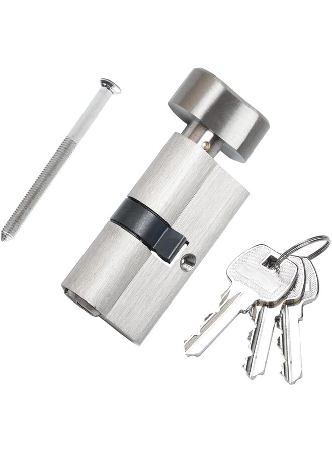 يُسلِّم أسطوانة قفل نحاسية صلبة مقاس 60 مم مع 3 مفاتيح نحاسية، أسطوانة قفل بديلة من النيكل الساتان، أسطوانة قفل باب - Image 1