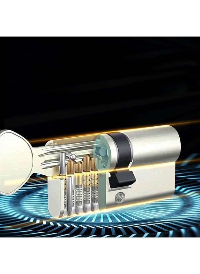 يُسلِّم أسطوانة قفل نحاسية صلبة مقاس 60 مم مع 3 مفاتيح نحاسية، أسطوانة قفل بديلة من النيكل الساتان، أسطوانة قفل باب - Image 5