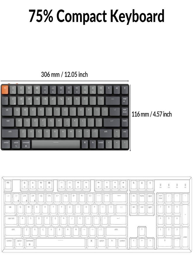 Keychron K3 Version 2, 84 Keys Ultra-Slim Wireless Bluetooth/USB Wired Mechanical Keyboard with White LED Backlit, Low-Profile Keychron Mechanical Red Switch Compatible with Mac Windows - Image 5