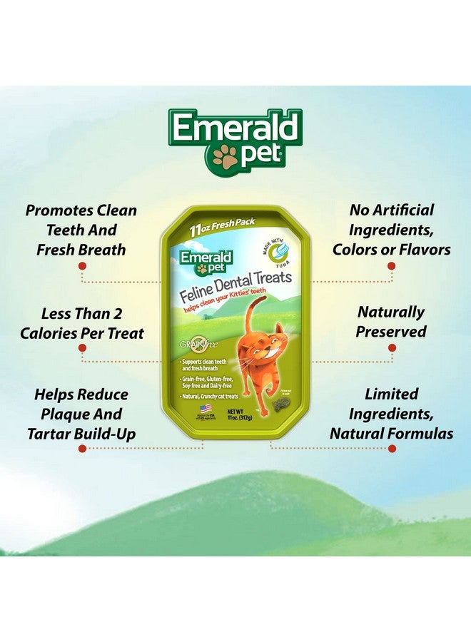 إميرالد بيت مكافآت أسنان القطط - مكافآت أسنان القطط اللذيذة والمقرمشة خالية من الحبوب - مكافآت أسنان طبيعية لتنظيف أسنان القطط، وتنقية أنفاسها، وتقليل تراكم البلاك والجير - مكافآت التونة، 11 أونصة - Image 2