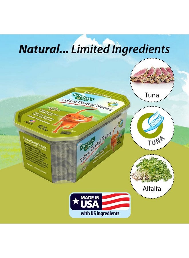 إميرالد بيت مكافآت أسنان القطط - مكافآت أسنان القطط اللذيذة والمقرمشة خالية من الحبوب - مكافآت أسنان طبيعية لتنظيف أسنان القطط، وتنقية أنفاسها، وتقليل تراكم البلاك والجير - مكافآت التونة، 11 أونصة - Image 3