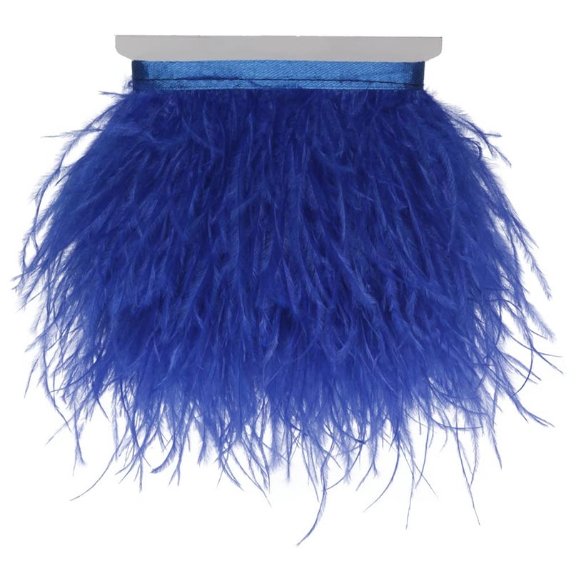 AMZTKDIY Ostrich Feathers Sewing Fringe Trim Ribbon for Crafts Clothes Accessories Latin Wedding Dress DIY 25 Yards 34inch Width 2 Yards Royal Blue 