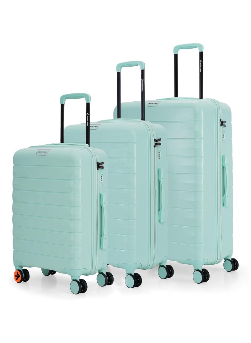 nasher miles Nasher Miles Vienna Hard-Sided Polypropylene Luggage Set of 3 Cool Mint Trolley Bags (55, 65 & 75 )  - Image 1