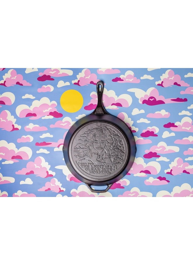 LODGE - Lodge 13.25 Inch Dolly Parton Pre-Seasoned Cast Iron Stamped Skillet - Signature Teardrop Handle - Use in the Oven, on the Stove, on the Grill, or Over a Campfire - Clear Blue Morning - Image 1