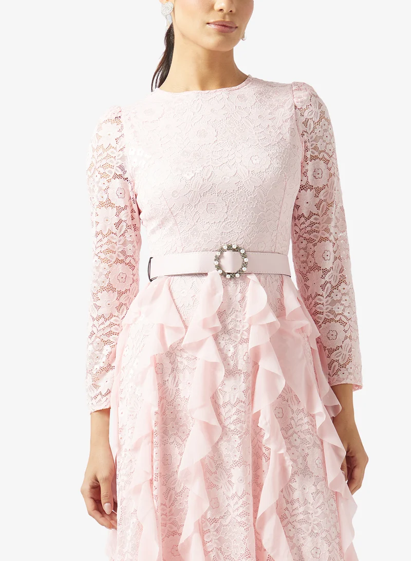 Khizana  Lace Dress With Ruffles for Women | Best Price UAE