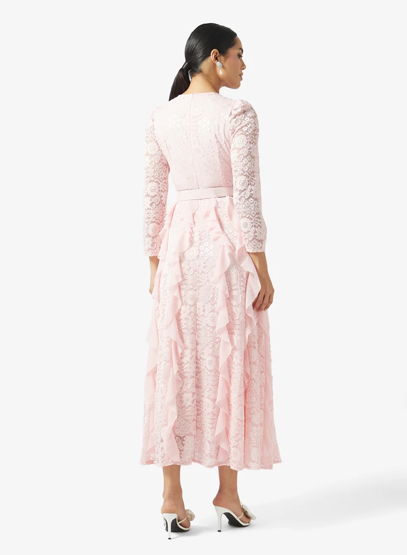 Khizana  Lace Dress With Ruffles for Women | Best Price UAE