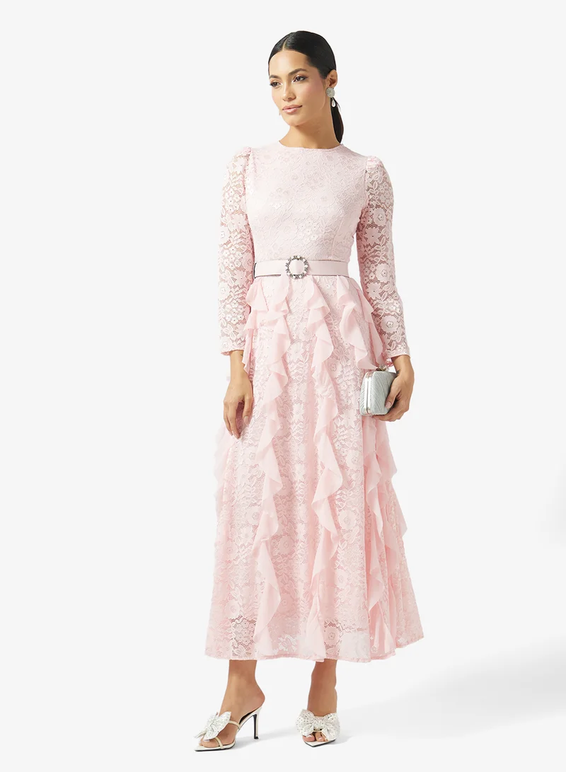 Khizana  Lace Dress With Ruffles for Women | Best Price UAE