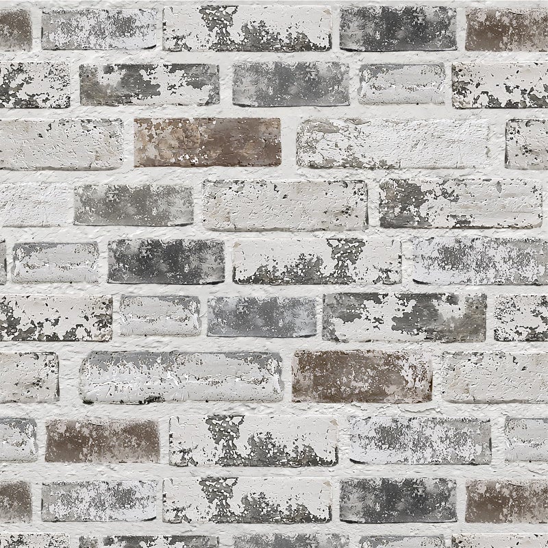 PeonyQueen Brick Wallpaper Peel and Stick Wallpaper 17.3"x197" Grey and White 3D Brick Wallpapers Self Adhesive Vintage Wall Paper Removable Textured Contact Paper for Fireplace Kitchen Home Decoration Vinyl - Image 1