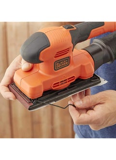 BLACK+DECKER 150W 11 000 Rpm Electric 1 3 Sheet Finishing Sander With Sanding Sheet And Dust Collector Orange Black Bew220 Gb  - Image 2
