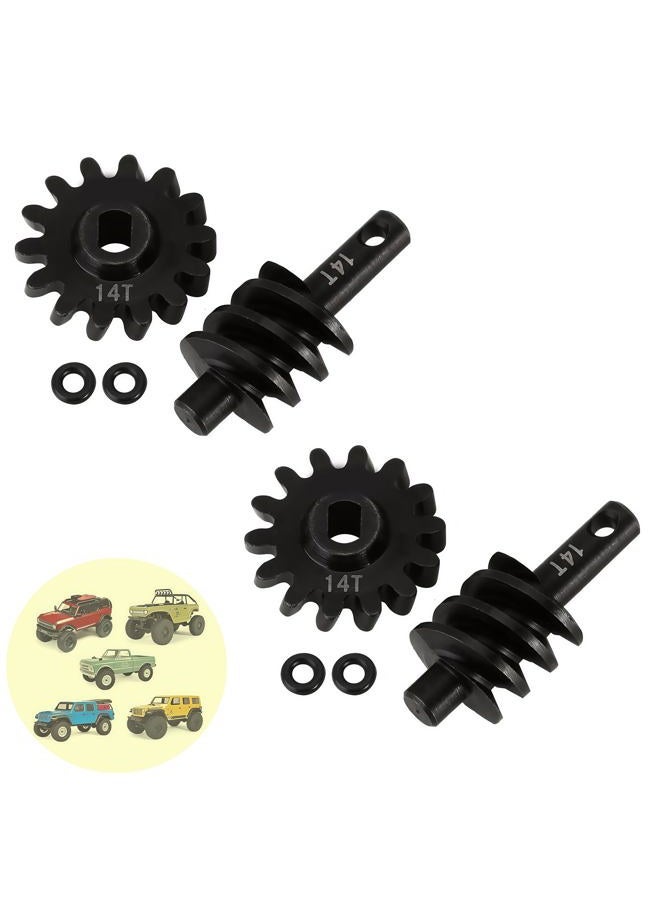AMK 2pcs Steel Axle Differentials Gear 14T/2T Front and Rear Overdrive Differential Worm Gear for Axial SCX24 1/24 RC Crawler Truck Car Upgrades Parts Accessories (14T/2T Worm Gear Set) - Image 1