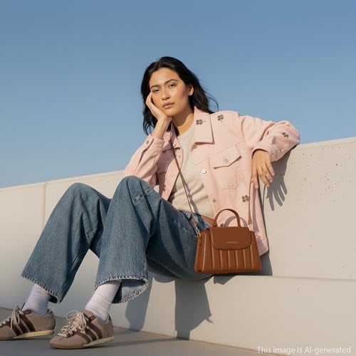 fastrack Tan Stitchpop Sling | Quilted Faux-Leather Women’s Handbag | Sling with Dual Carry Options & Magnetic Closure - Image 2