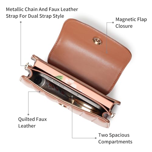fastrack Tan Stitchpop Sling | Quilted Faux-Leather Women’s Handbag | Sling with Dual Carry Options & Magnetic Closure - Image 4