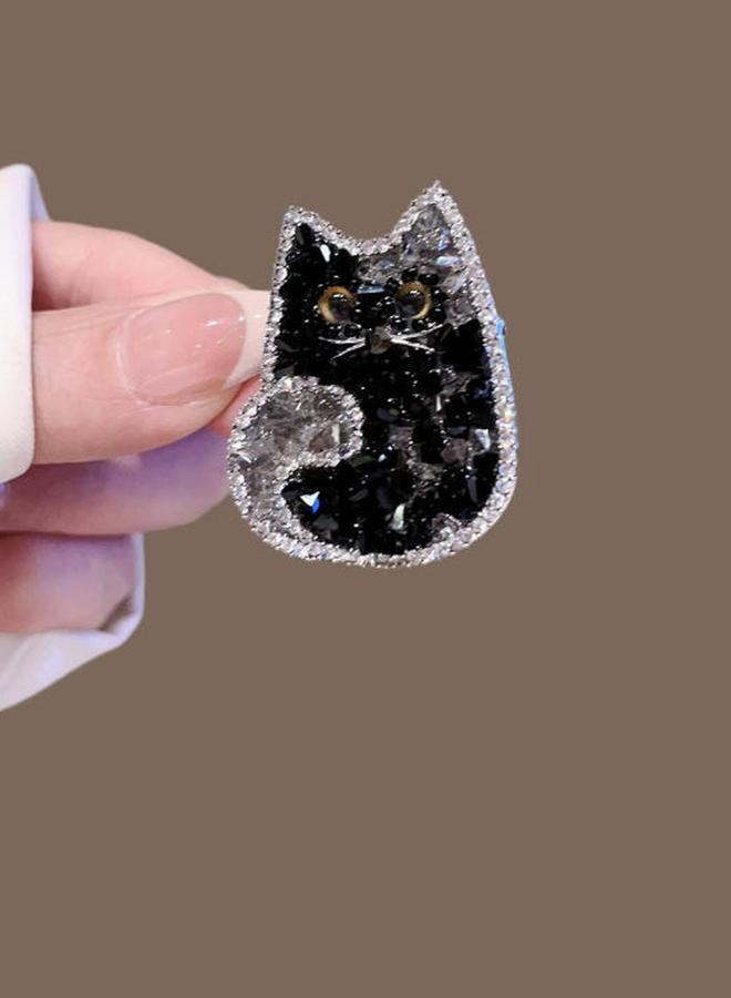 Take Two Black Cat Brooch with Silver Embellishments - Image 4