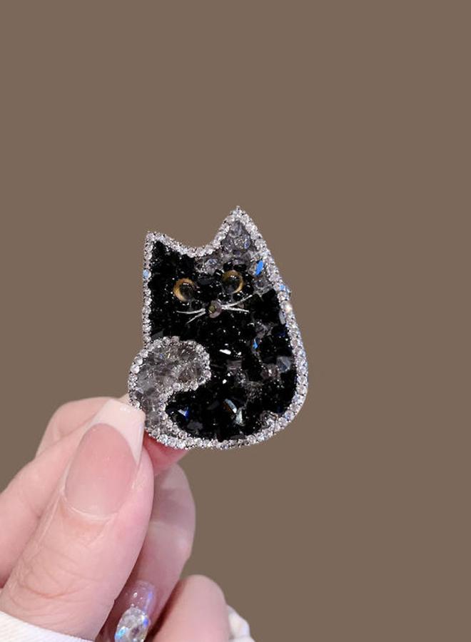 Take Two Black Cat Brooch with Silver Embellishments - Image 5