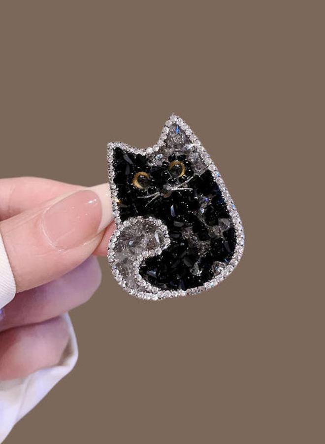 Take Two Black Cat Brooch with Silver Embellishments - Image 3