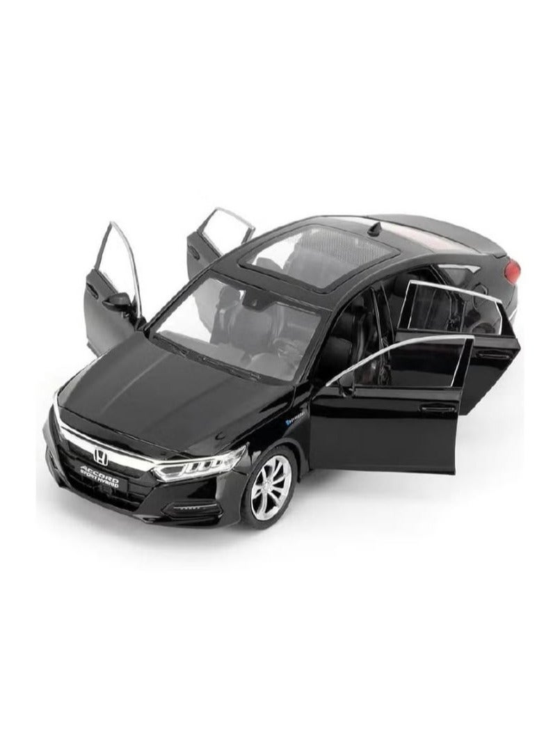1:24 Diecast Model Car Compatible with Honda Accord, Zinc Alloy Pull Back Toy Car with Sound and Light for Kids and Adults (Black) - Image 1