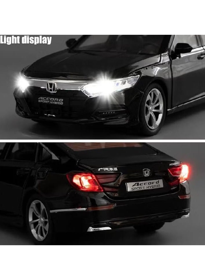 1:24 Diecast Model Car Compatible with Honda Accord, Zinc Alloy Pull Back Toy Car with Sound and Light for Kids and Adults (Black) - Image 4