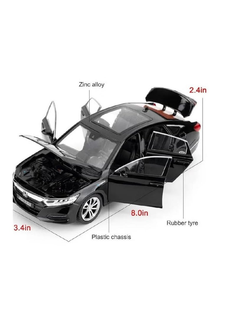 1:24 Diecast Model Car Compatible with Honda Accord, Zinc Alloy Pull Back Toy Car with Sound and Light for Kids and Adults (Black) - Image 5
