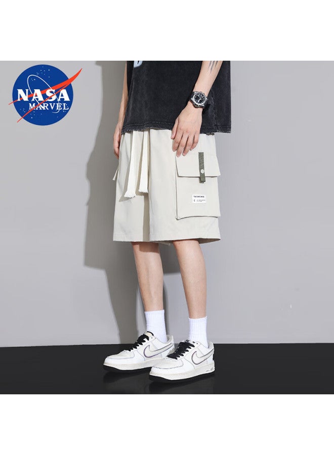 Nasa Marvel Men's Summer Breathable Lightweight Workwear Shorts Casual Capri Pants Outdoor Sports Pants Apricot 3XL - Image 1