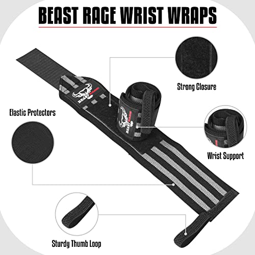 BEAST RAGE® Padded Cotton Lift Straps Lifting Wrist Straps for Weightlifting, Gym, Deadlift, Workout (Pair) Premium Lifting Straps for Gym Men and Women Soft, Supportive Wrist Pads (Black grey) - Image 4