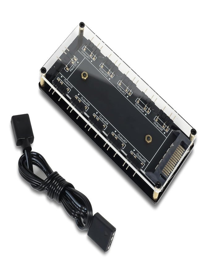 HATMINI 5V 3Pin ARGB LED Hub，10 Way 5V 3 Pin RGB Splitter Controller with Acrylic Shell and 3M Adhesive,Used to Expand The Motherboard ARGB Interface - Image 1