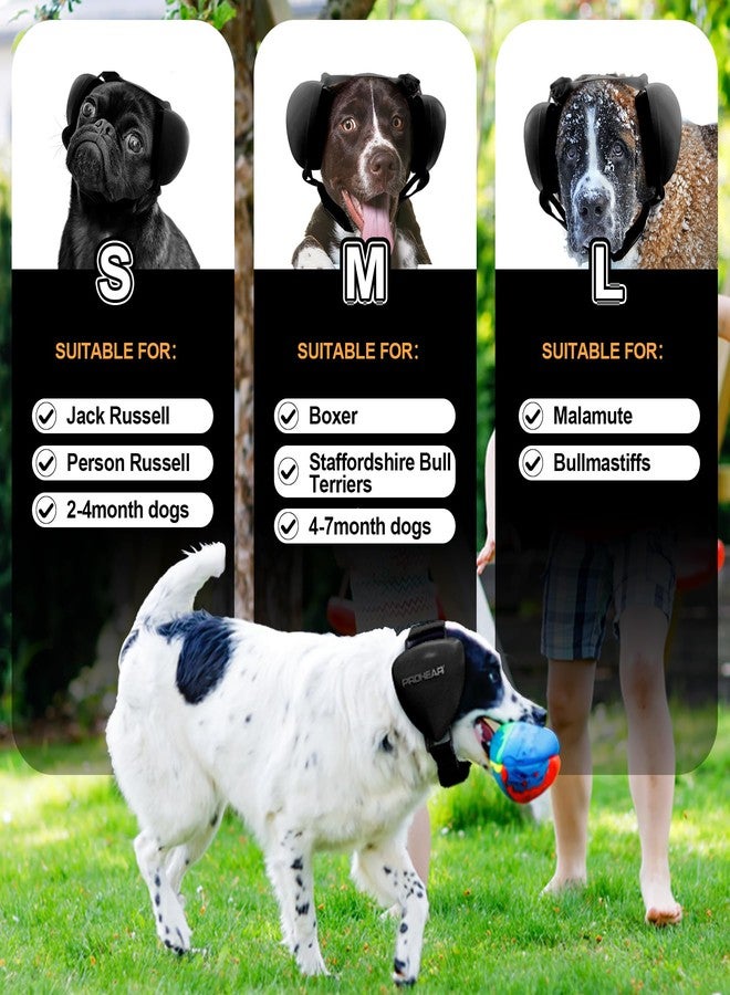 PROHEAR واقيات أذن جل بروهير أنجريد للكلاب، حماية سمعية للكلاب من الألعاب النارية، معدل تقليل الضوضاء 28 ديسيبل للرعد، مناسبة للصيد والسياحة، صغير - أسود - Image 2