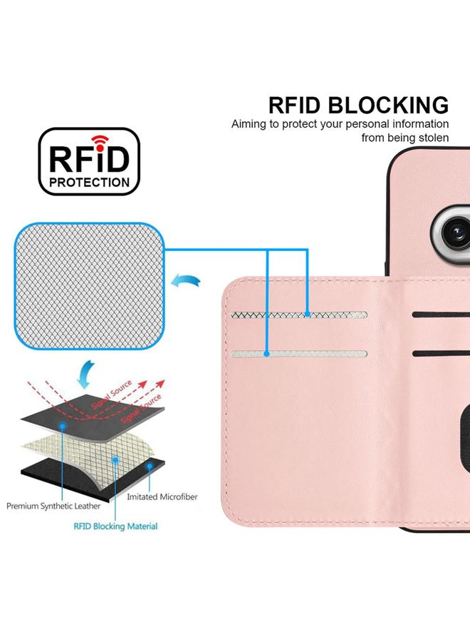 اس-توب جراب هاتف Case For Nothing Phone 2a ذو الملمس المعيني وحقيبة بطاقات RFID مع حبل طويل - Image 4