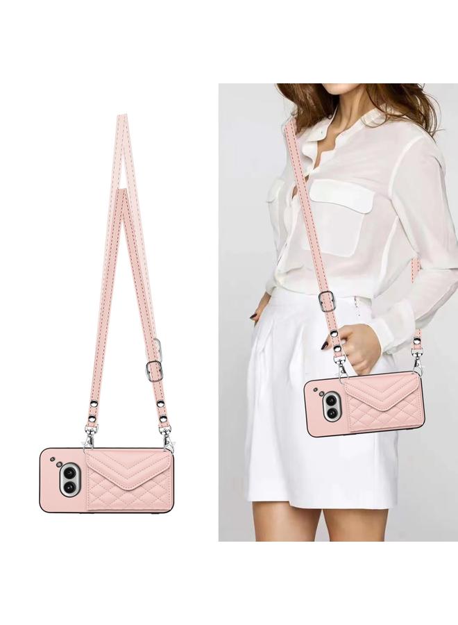 اس-توب جراب هاتف Case For Nothing Phone 2a ذو الملمس المعيني وحقيبة بطاقات RFID مع حبل طويل - Image 2