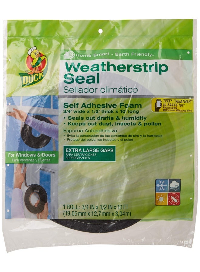 Duck Brand Self Adhesive Foam Weatherstrip Seal For Extra Large Gaps 3 4 In X 1 2 In X 10 Ft 1 Roll 284426 - Image 2