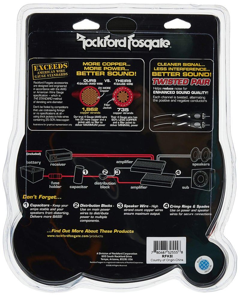 Rockford Fosgate 8 AWG Amplifier Install Kit with Interconnect - Image 2