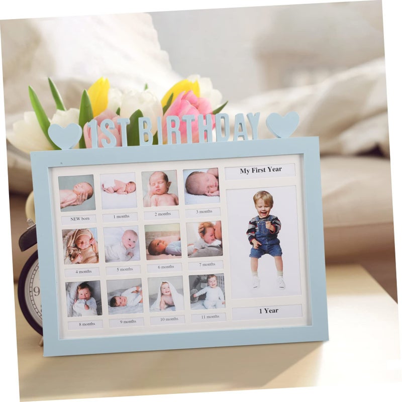 Personalized Baby Boy Growth Record Photo Frame Announcement Shower Keepsake Sky Blue - Image 5