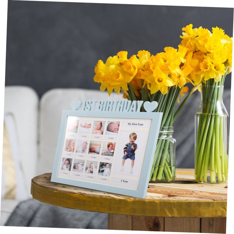 Personalized Baby Boy Growth Record Photo Frame Announcement Shower Keepsake Sky Blue - Image 4