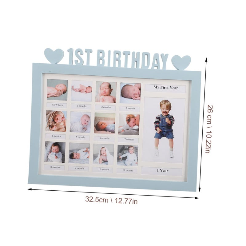 Personalized Baby Boy Growth Record Photo Frame Announcement Shower Keepsake Sky Blue - Image 3