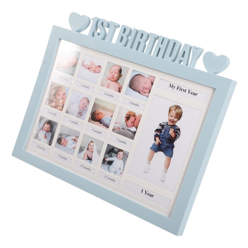 Personalized Baby Boy Growth Record Photo Frame Announcement Shower Keepsake Sky Blue - Image 2