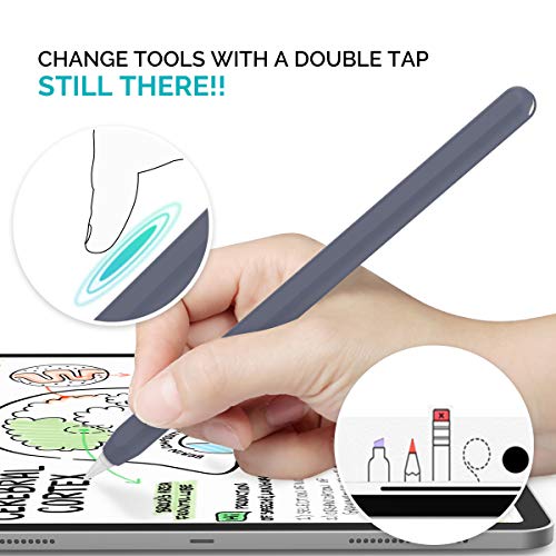 AHASTYLE Silicone Skin Cover for Apple Pencil 2nd Generation, iPad Pro 11 12.9 inch, Midnight Blue & Light Blue - Image 3