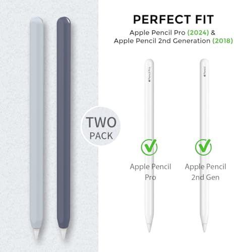 AHASTYLE Silicone Skin Cover for Apple Pencil 2nd Generation, iPad Pro 11 12.9 inch, Midnight Blue & Light Blue - Image 2