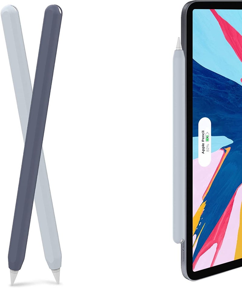 AHASTYLE Silicone Skin Cover for Apple Pencil 2nd Generation, iPad Pro 11 12.9 inch, Midnight Blue & Light Blue - Image 1