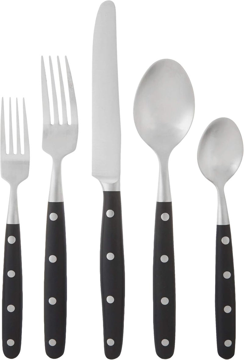 Ginkgo International Lyon 20Piece Stainless Steel Flatware Place Setting Ebony Service for 4 - Image 1