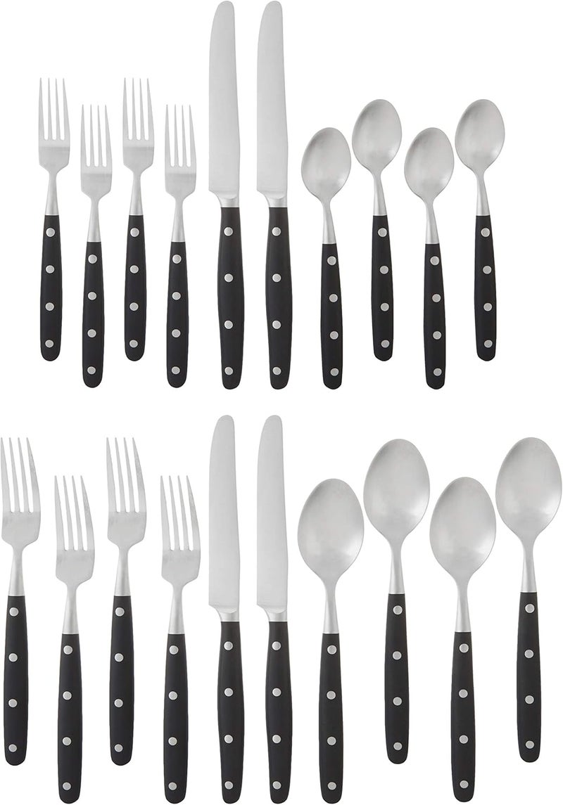 Ginkgo International Lyon 20Piece Stainless Steel Flatware Place Setting Ebony Service for 4 - Image 2