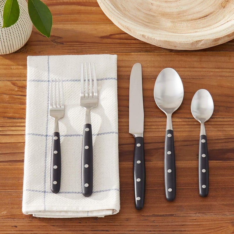 Ginkgo International Lyon 20Piece Stainless Steel Flatware Place Setting Ebony Service for 4 - Image 4