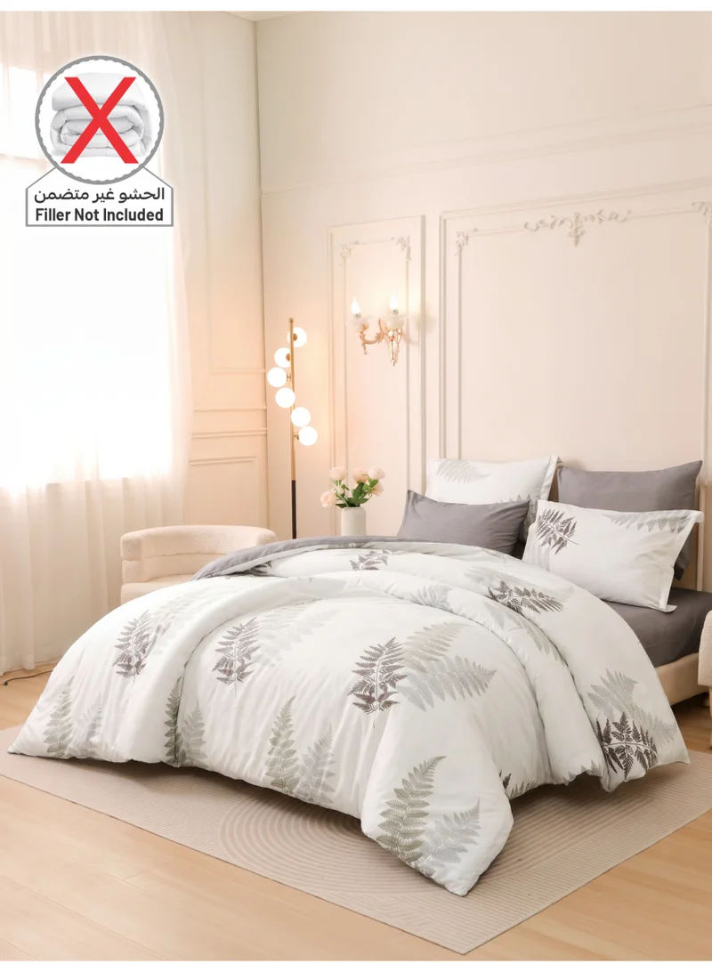 Donetella Printed Duvet Set, Queen Size Fits 180x200 cm - 4-Pcs Bed Set, Brushed Microfiber Fabric - 1 Duvet Cover, 1 Fitted Sheet, 1 Pillow Shams, 1 Pillowcases (Filler Not Included)