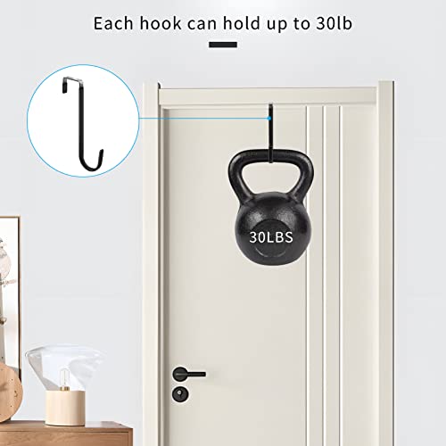 FYY Over The Door Hooks, 4 Pack Upgraded Long Door Hangers Hooks with Rubber Prevent Scratches Heavy Duty Organizer Hooks for Hanging Clothes, Towels, Hats, Coats, Bags Black - Image 4