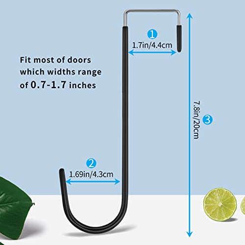 FYY Over The Door Hooks, 4 Pack Upgraded Long Door Hangers Hooks with Rubber Prevent Scratches Heavy Duty Organizer Hooks for Hanging Clothes, Towels, Hats, Coats, Bags Black - Image 2