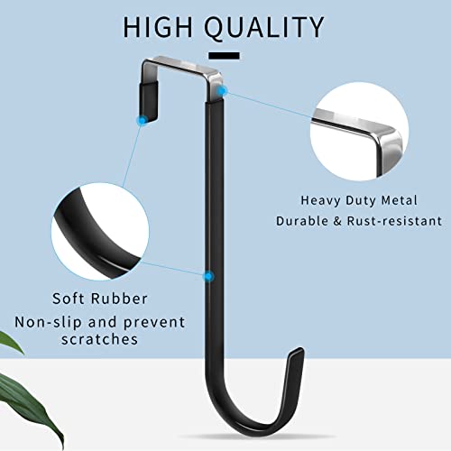 FYY Over The Door Hooks, 4 Pack Upgraded Long Door Hangers Hooks with Rubber Prevent Scratches Heavy Duty Organizer Hooks for Hanging Clothes, Towels, Hats, Coats, Bags Black - Image 3