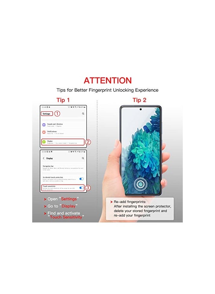 JETech Screen Protector for Samsung Galaxy S20 FE 6.5-Inch with Camera Lens Protector, Tempered Glass Film, Fingerprint ID Compatible, HD Clear, 2-Pack Each - Image 2