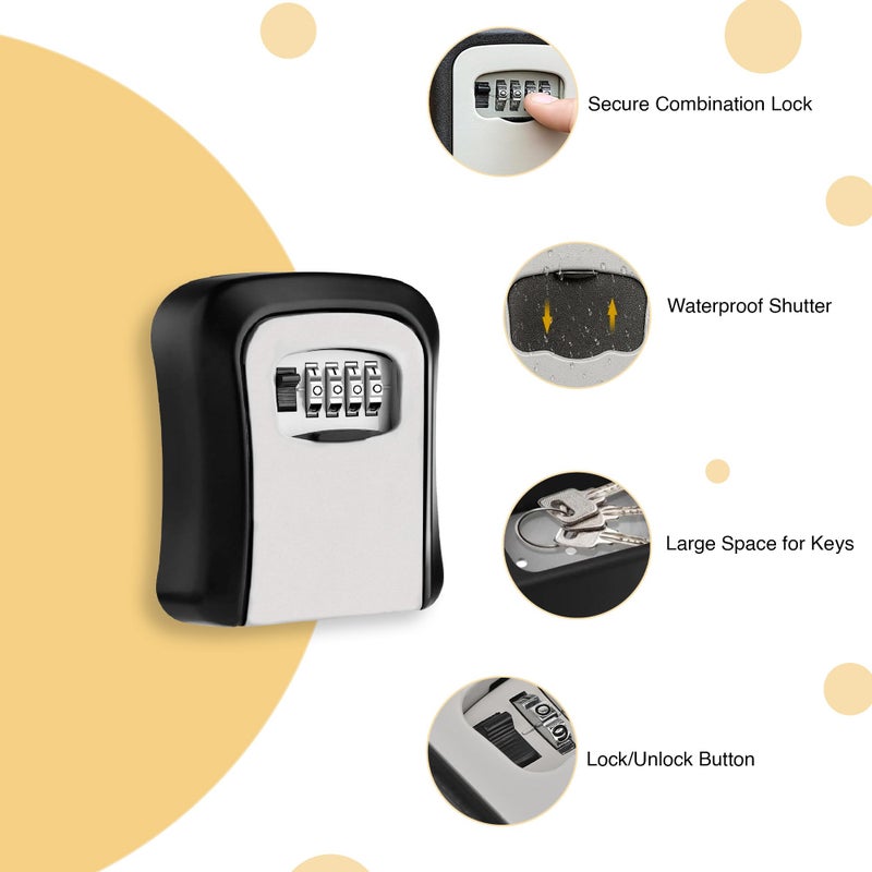 oddpod™ Combination Key Safe/Key Safe Lock Box Outdoor Storage Box with Code Combination Password Security Lock CH-806 (Black) - Image 4