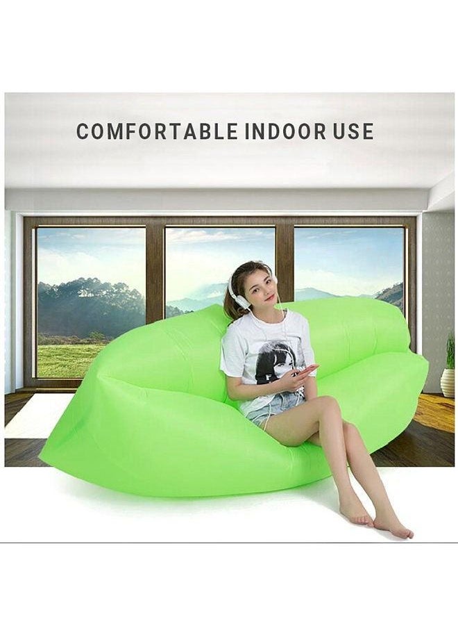 Generic - Super Light-weight Outdoor Air Sofa Portable Couch Foldable Inflatable Bed Beach Sleeping Lounger Polyester Pink - Image 1