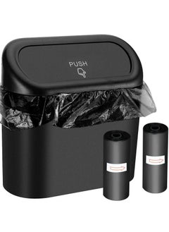 SCIENISH SCIENISH Mini Car Trash Can Bin with Lid and 60pcs Trash Bags Small Car Garbage Can Leakproof Car Accessories Trash Bin Car Dustbin Organizer Container  - Image 1